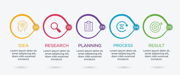 5 step infographic with business icons. Modern infographic element design