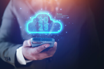 2023 business concept, businessman or engineer Show the trend of driving digital currency to develop online business.