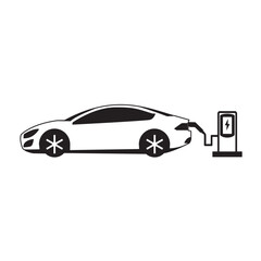 Refueling point icon flat. Electric vehicle symbol. EV charging station flat icon. Place to charge battery of electromobile.  Contains such Icons as Electric socket station, electric car vector.