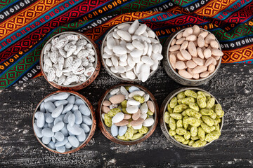 Multi colored sugared almonds. Turkish Badem Sekeri, almond, top view of almond candy.  Sugar Feast, (Feast of Ramadan) Ramadan concepts.