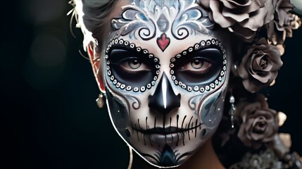 A woman with skull make up Generative AI