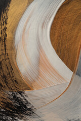 Texture Oil and Acrylic smear blot painting wall.  Abstract gold, black and white color stain...