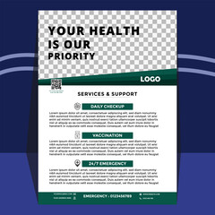 Obraz premium Modern creative and clean business , medical, corporate flyer design template with logo . Design for business, medical and corporate concept vector illustration .