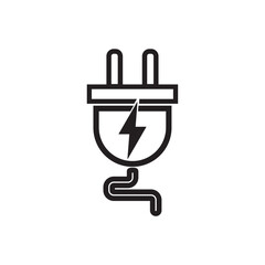 Electric car charging plug sign, Charger connector icon, Includes such Icons as bolt, voltage vector illustration isolated in white background. Electric vehicle symbol.