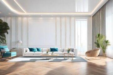 Fototapeta premium stunning view of white sofa with white background in a room ai generated 