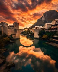 Foto op Plexiglas Stari Most Mostars berühmte Stari Most Brücke