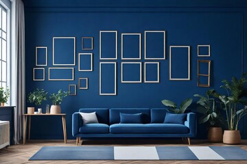 modern living room with sofa and colourful wall ai generated