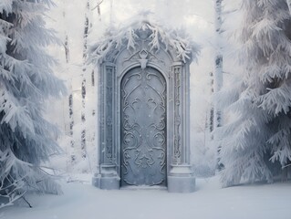 Mystischer Durchgang im Winterwald