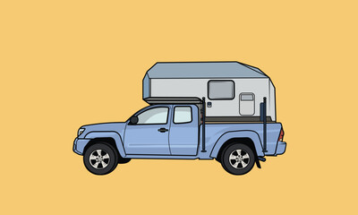 Basic vector graphic of a truck with camper topper © Kyle.Cr8on