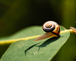 Forest snail in the natural environment, note shallow depth of field