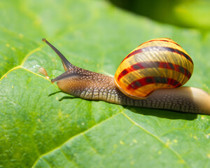 Forest snail in the natural environment, note shallow depth of field