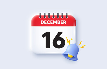 16th day of the month icon. Calendar date 3d icon. Event schedule date. Meeting appointment time. 16th day of December month. Calendar event reminder date. Vector