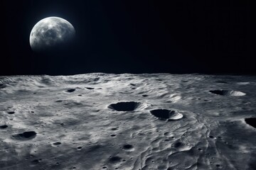  surface of moon close up.land. the orbital station. an expedition to new planets
