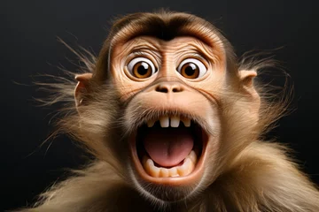 Fototapete Rund funny photos of monkeys taking selfies © artfisss