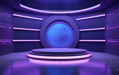 3D Virtual TV Studio News, Backdrop For TV Shows .TV On Wall.3D Virtual News Studio Background,3d illustration