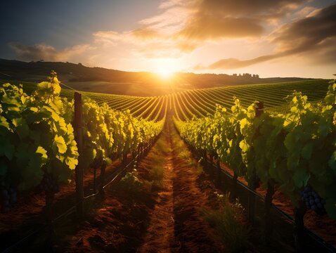 Sonnenverw&ouml;hnter Weinberg in voller Pracht