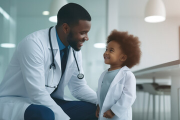 A child identifies with an African American doctor who talks to him about his profession and encourages him to pursue his dream.