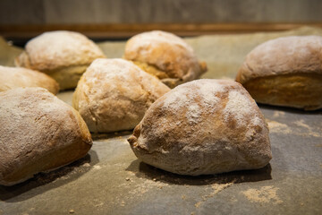 Homemade bread buns. Fresh from the oven. Cooking home concept.