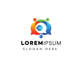 Bubble chat communication logo, conversation logo, chat logo design vector illustration