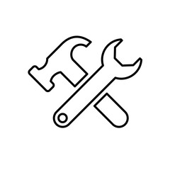 Wrench and hammer tools - vector icon