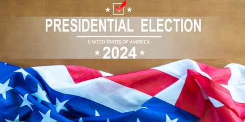 Fototapeta na wymiar American flag and a red circle on November 5 Presidential Election Day 2024 