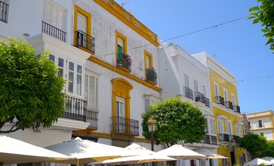 old Andalusian houses in Tarifa, Costa de la Luz, Andalusia, Cádiz, Spain