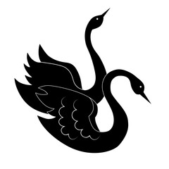 Abstract flying swan logo vector couple tattoo - 634467494