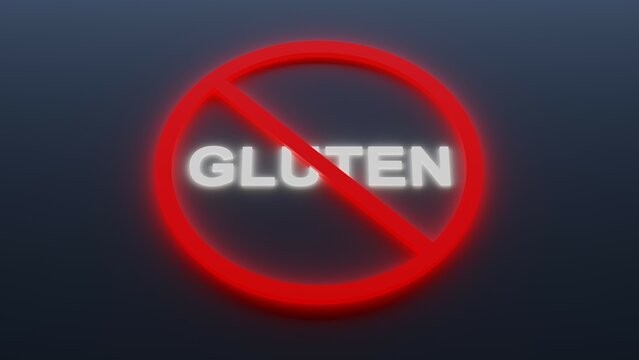Sign no for GLUTEN in food - shining illuminated