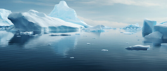 Sea Ocean Iceberg Ice floe Arctic Antarctic Frost Waves Cold