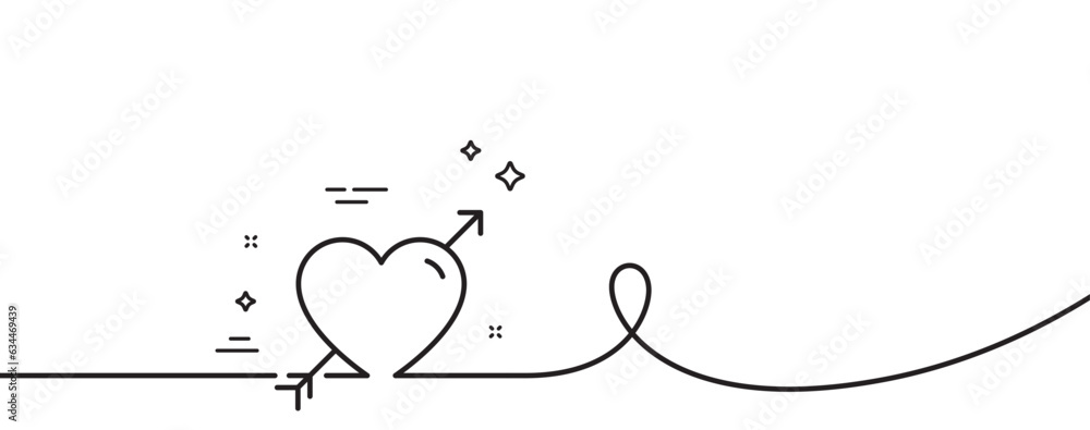 Poster love line icon. continuous one line with curl. valentine heart sign. couple relationships symbol. lo