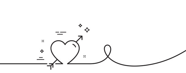 Love line icon. Continuous one line with curl. Valentine heart sign. Couple relationships symbol. Love single outline ribbon. Loop curve pattern. Vector