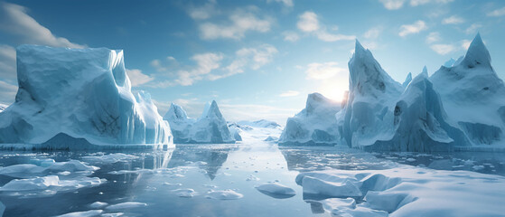 Sea Ocean Iceberg Ice floe Arctic Antarctic Frost Waves Cold