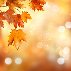 Naklejka na ściany i meble autumn leave against bokeh background 