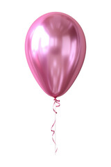 Pink metallic balloon isolated on transparent background. Generative ai
