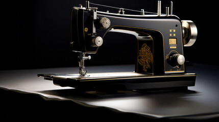 Fototapeta na wymiar Sewing machine isolated on black background
