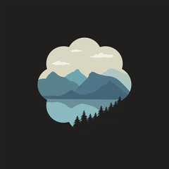 adventure logo design with lanscape illustrasi concept