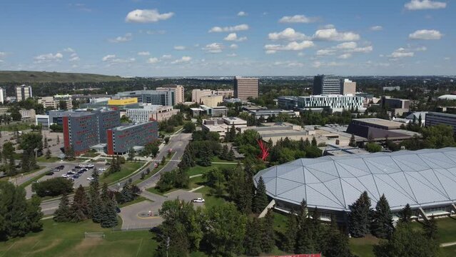 Aerial view of the University of Calgary in Calgary, Alberta.
