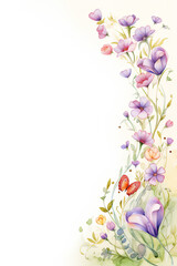 purple flower with butterfly wallpaper with copy space