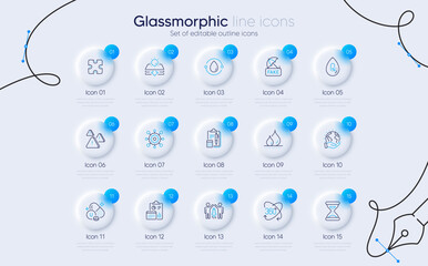 Set of Save planet, Waterproof and Framework line icons for web app. Full rotation, Sun protection, Vitamin u icons. Partnership, Report, No alcohol signs. Accounting, Time, Fake news. Vector © blankstock