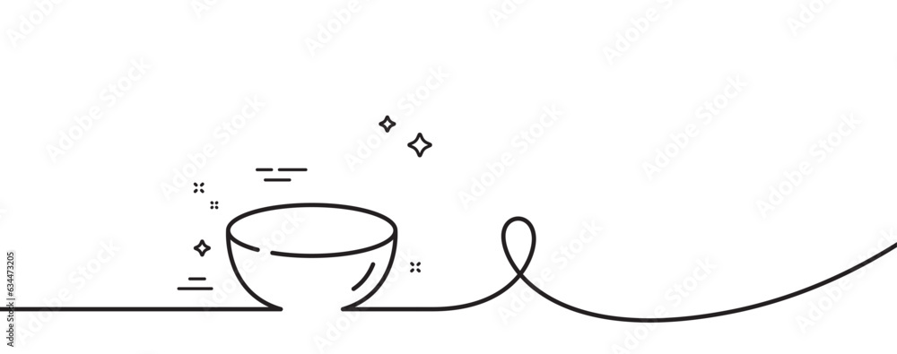 Poster bowl dish line icon. continuous one line with curl. tableware plate sign. food kitchenware symbol. b