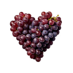 Fototapeta premium A heart made of fresh grapes isolated on a transparent background
