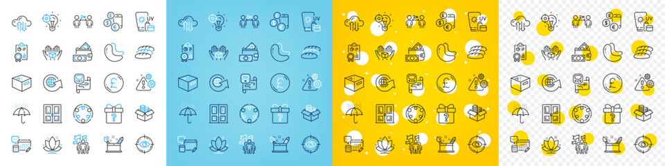 Vector icons set of Cashew nut, Money box and Metro map line icons pack for web with Cloud sync, Seo idea, Account outline icon. Hold box, Social distancing, Money wallet pictogram. Vector