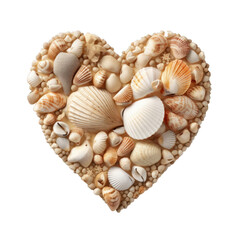 Obraz premium A heart made of seashells isolated on a transparent background