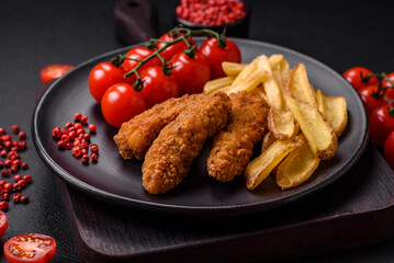 Delicious crispy chicken nuggets breaded with salt and spices