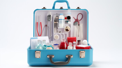 Fototapeta premium Toy doctor kit isolated on white background