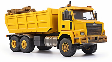 Toy dump truck isolated on white background