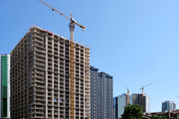 Fototapeta premium Construction of a new modern residential complex.