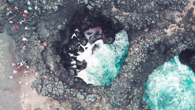 La Roche Qui Pleure, Mauritius. Drone point of view on a cloudy day