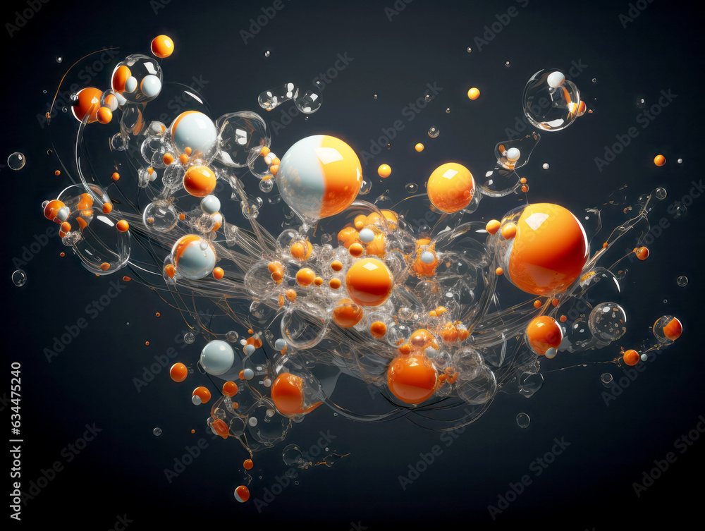 Aufkleber abstract background with orange and white balls in water. generative ai