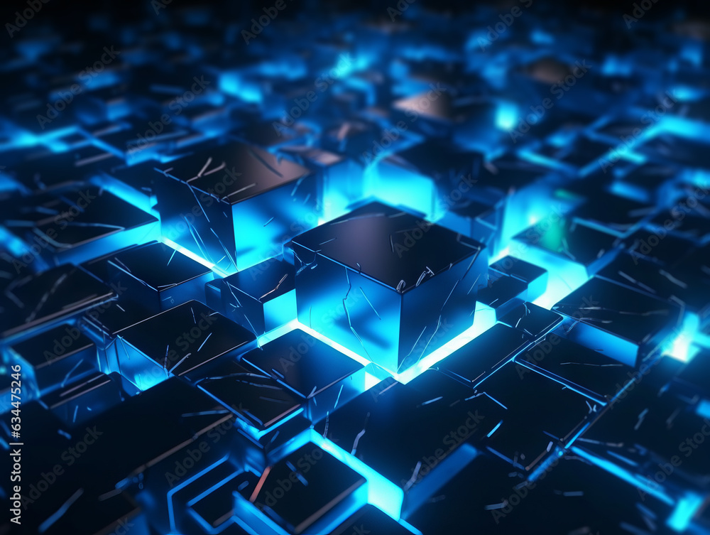 Poster abstract glowing cubes background. generative ai